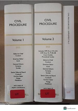 Civil Procedure 2023 Vol 1 And 2 With Supplement By Coulson And Scott