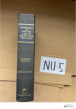Underhill And Hayton Law Of Trusts And Trustees 16th Ed By David J. Hayton Butterwort...