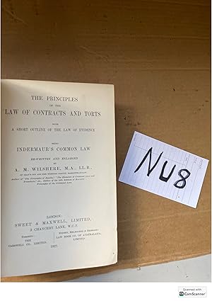 The Principles On The Law Of Contracts And Torts By A. M. Wilshere Sweet And...