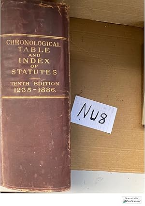 Chronological Table And Index Of Statutes 10th Ed 1235-1886 Antique Book