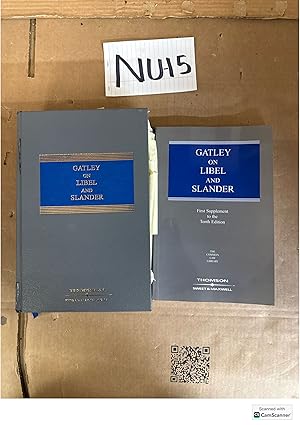 Gatley On Libel And Slander 10th Ed With Supplement Sweet And Maxwell The Common...